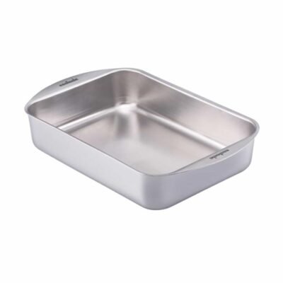 Essteele Clad Ovenware Stainless Steel Large Rectangular Roasting Pan 37cm x 27cm x 8cm  - Best, Luxury Cookware - Made in Italy