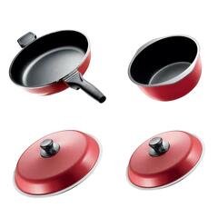 Bessemer Red 4 Piece Assorted Cookware Set Southern Hospitality Bessemer Red 4 Piece Assorted Cookware Set